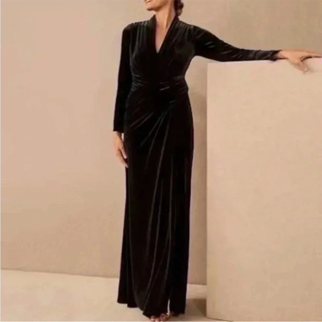 Tadashi Collection Black Velvet Evening Gown